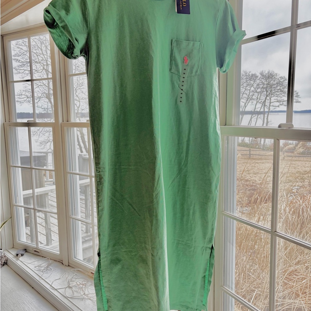 Ralph Lauren Green Pocket Tee with Pink Pony Embroidery - Picture 5 of 5